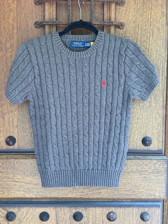 Polo Ralph Lauren Sweaters - Polo by Ralph Lauren Dark Gray Cable-Knit Short-Sleeve Sweater Size S